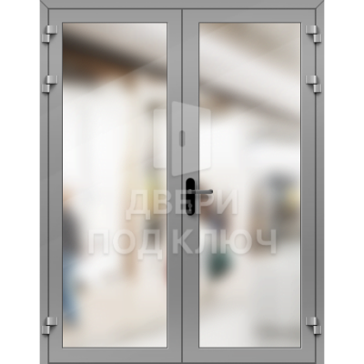 Противопожарная алюминиевая остекленная двупольная дверь ДПК-16620