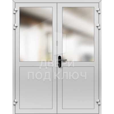 Огнеупорная светопрозрачная алюминиевая двупольная дверь ДПК-16616